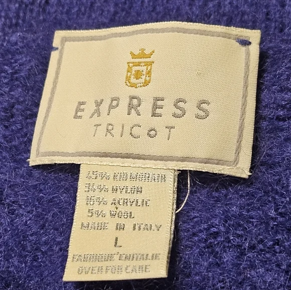 Vintage Express tricot Kid Mohair,Wool blend crop knit blouse size L - Picture 7 of 8